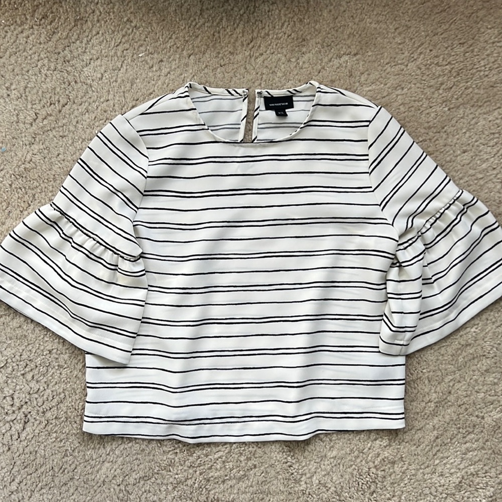 Who What Wear Black & White Stripe Crop Top - XS